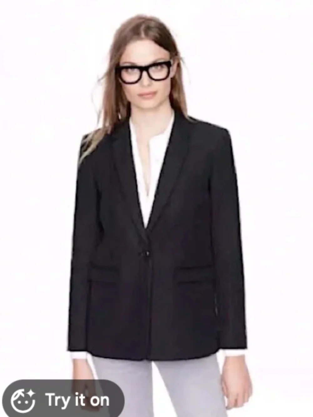 J.Crew Black Single-Button Blazer with Polka Dot Lining – Size 2